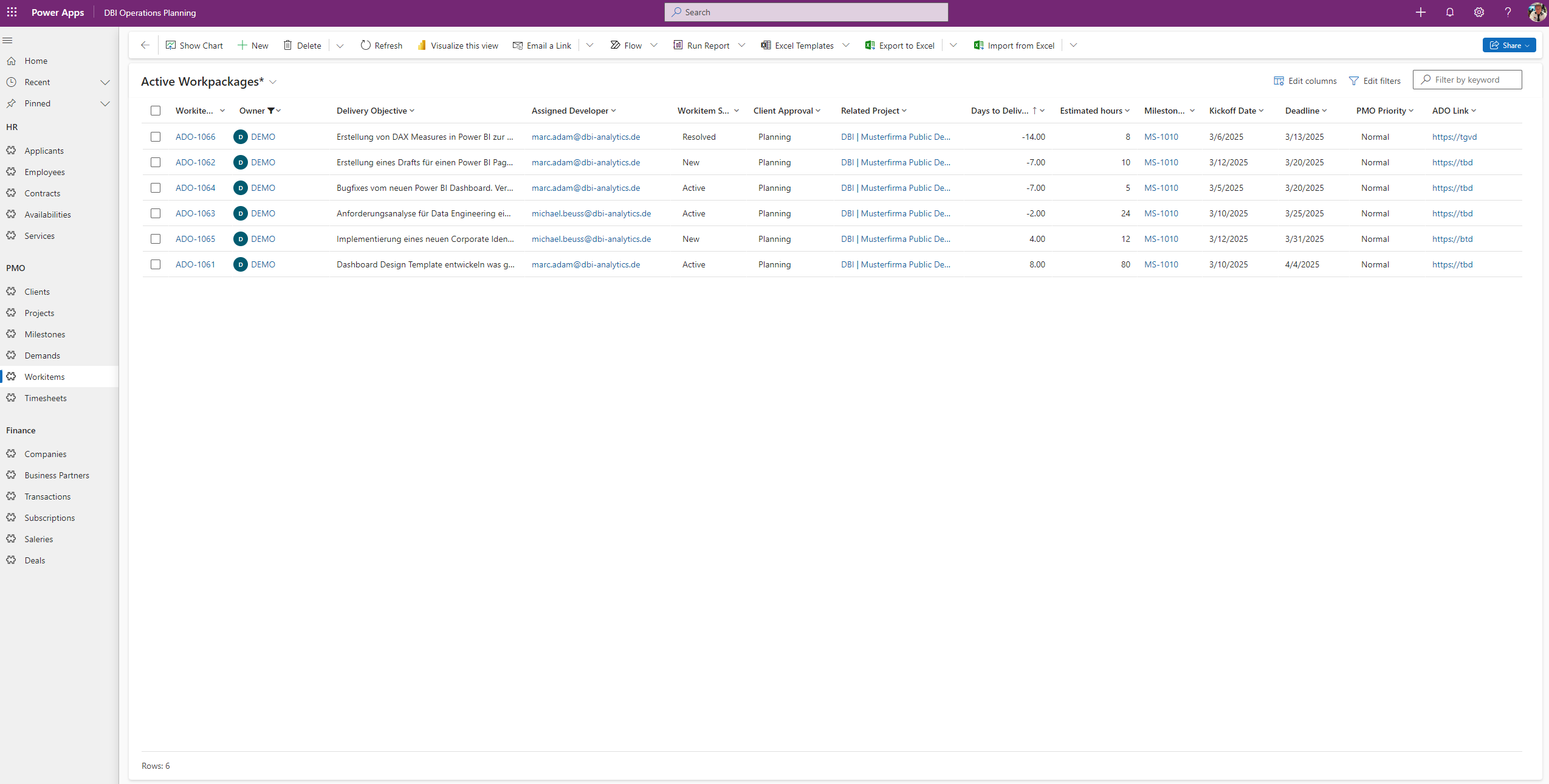 DBI Operations Dashboard Workitem Power Apps