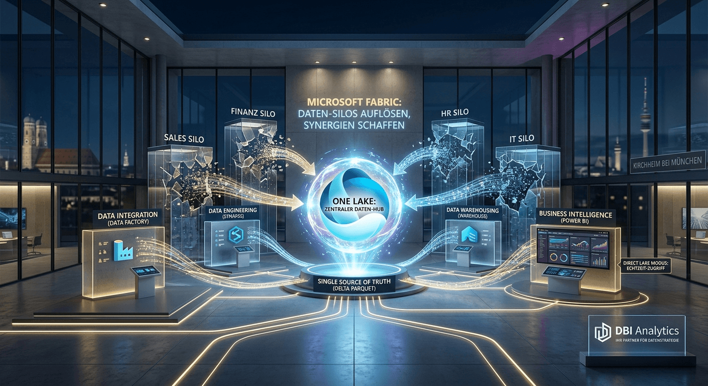 Image for a post: Was ist Microsoft Fabric und wie löst OneLake Datensilos mit Echtzeit Power BI auf?
