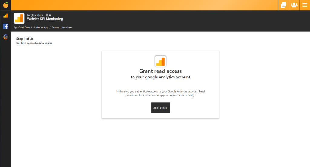 oauth part for setting up a google analytics BI dashboard