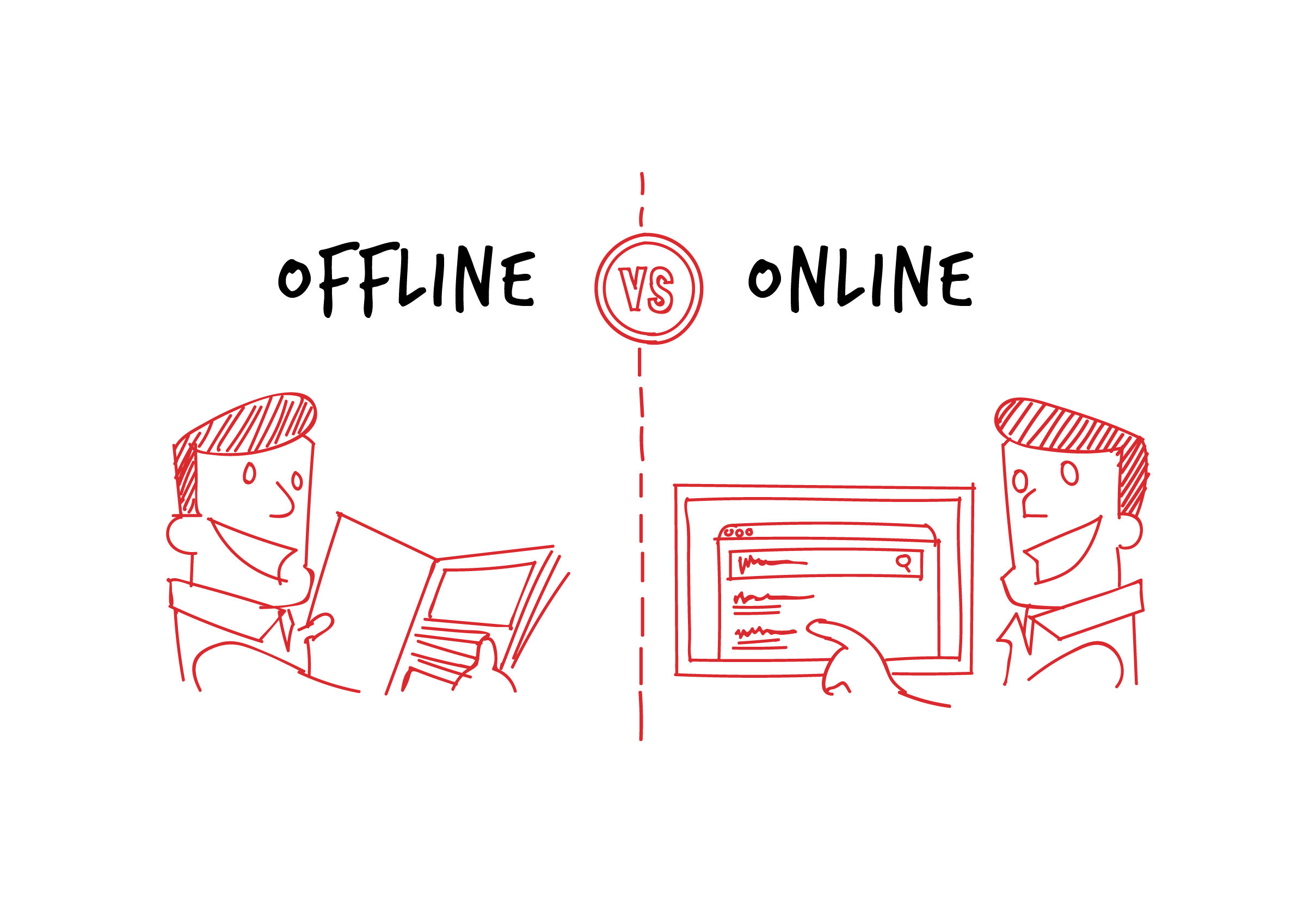 online media vs print media user illustration
